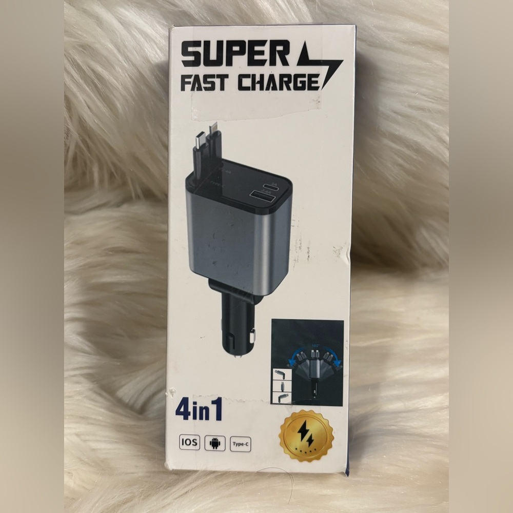 Super Car Charger, 120W 4 in 1 Super Fast Charge Car Phone Charger 2 Ports